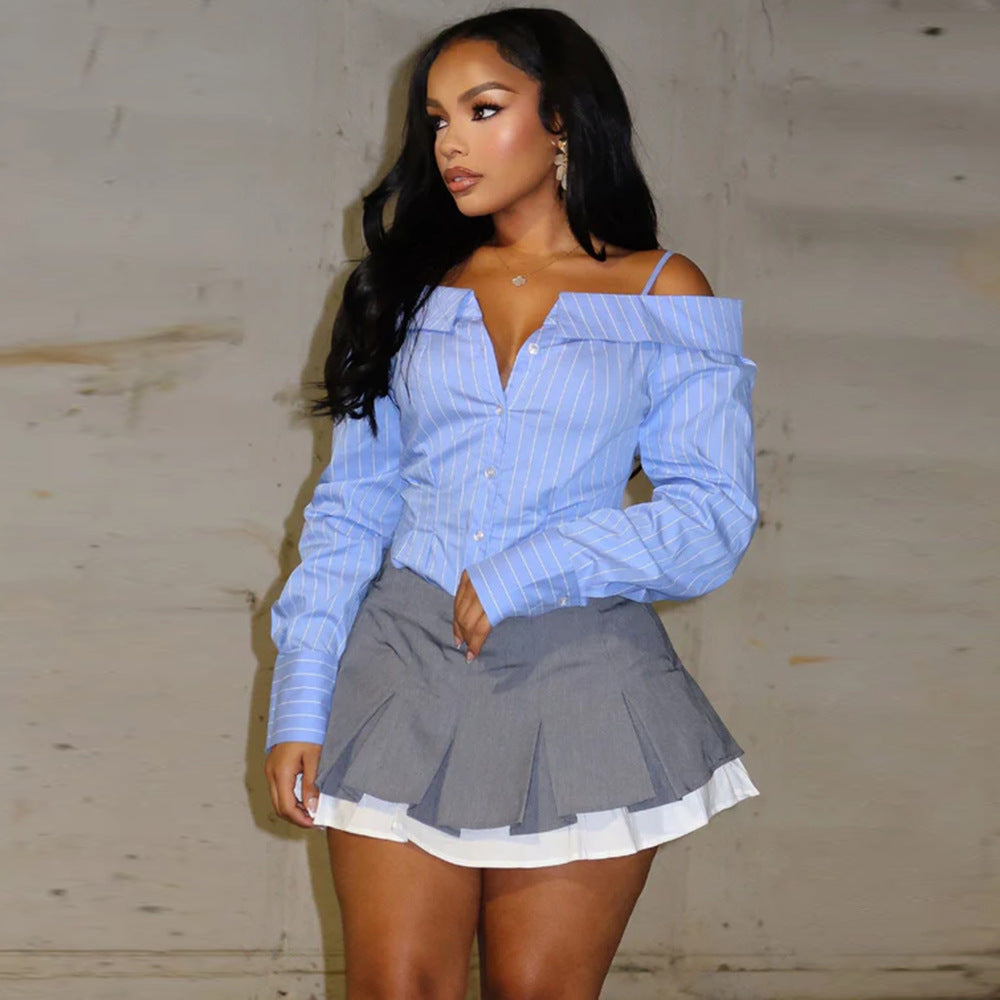 Long Sleeve Off-the-shoulder Shirt